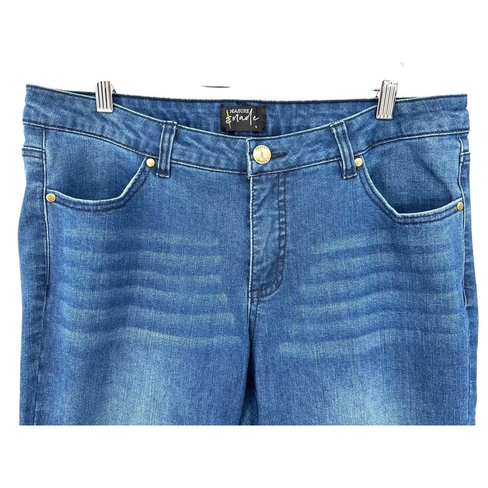 MEASURE MADE Straight Leg Jeans Mid-Rise Blue Stretch Denim Women's Size 36x25 - Picture 8 of 10